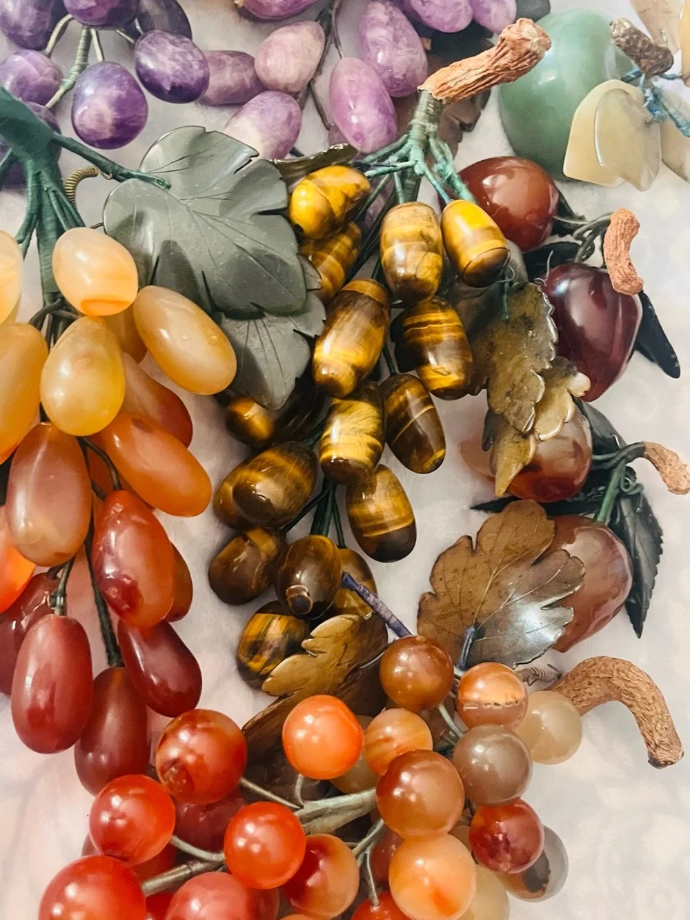 Decorative Gemstone Fruit Cluster Accent - Purple, Amber, Green